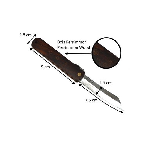 Higonokami VG-10 (persimmon wood) dimensions