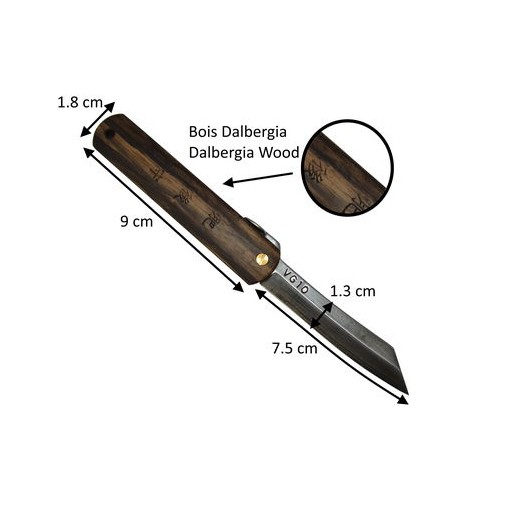 Higonokami VG-10 (bombay black wood) dimensions