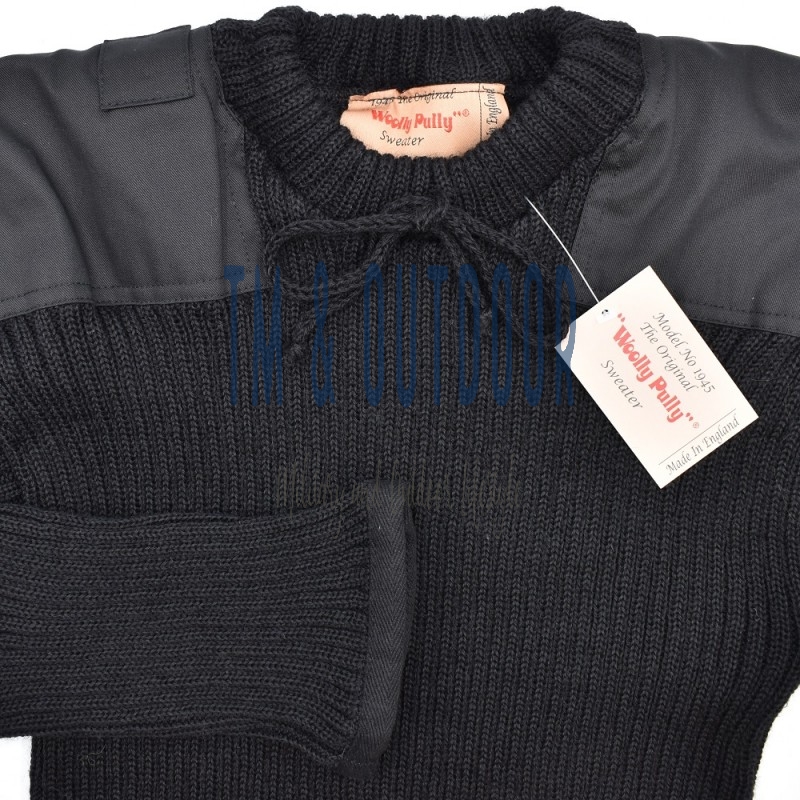 vingerafdruk Biscuit Weven Sweater Woolly Pully "The 1945" (black)