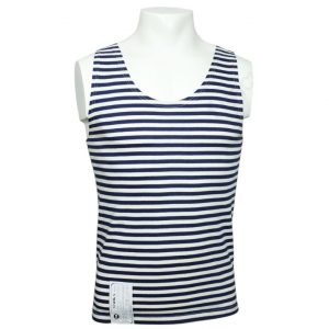 Débardeur telnyashka russe en coton navy – marinière militaire authentique