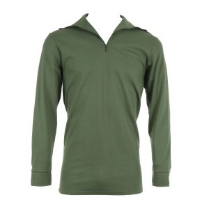 Chemise kaki en coton, col zip, idéale sur le terrain et en bivouac