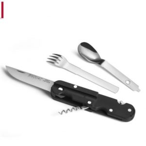 Set de couverts camping pliant inox - Couteau multifonction
