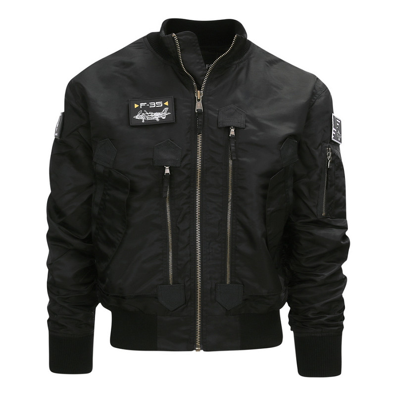 F-35 black nylon aviator jacket | Premium pilot jacket