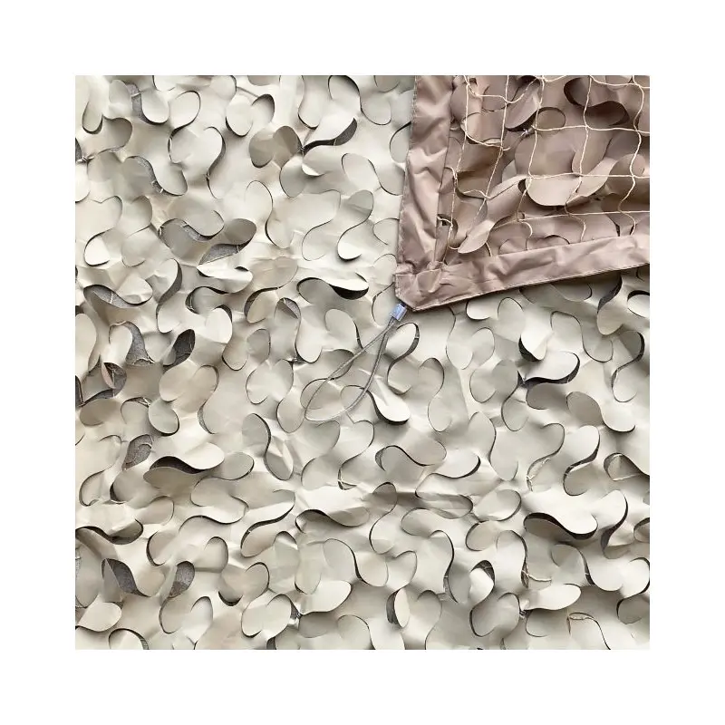 Tissu camouflage désert en lamelles cousues, motif néoprime couleur beige avec sangles et bord cousu. Tissu camouflage désert en lamelles cousues, motif néoprime couleur beige avec sangles et bord cousu.