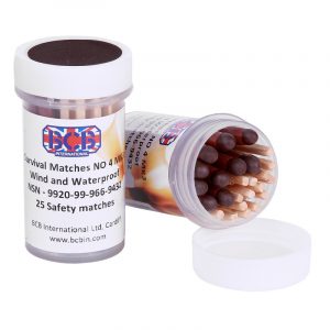Boîtes d’allumettes de survie BCB étanche avec 25 allumettes de sécurité, bouchon blanc, boîtes portables avec étiquette.