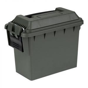 Army (PM) watertight box: lightweight, sturdy olive-green storage box with latch and sturdy bowl.