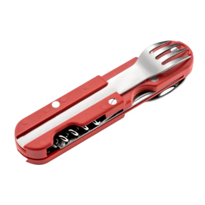 Juego de cubiertos plegables de acero inoxidable para camping - Cuchillo multifunción rojo - Imagen 2
