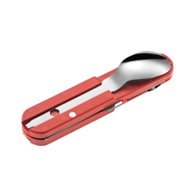 Juego de cubiertos plegables de acero inoxidable para camping - Cuchillo multifunción rojo - Imagen 3