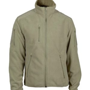 Blouson polaire kaki homme OD GK DUTYCALL avec col montant, poches zippées frontales et sur les manches.