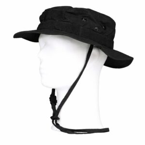 Chapeau de brousse militaire noir - Bande Molle velcro baroudeur