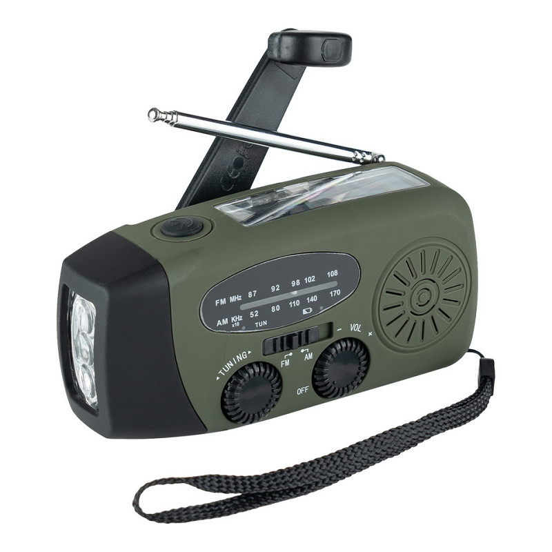 Radio solaire d'urgence avec dynamo et lampe LED - Survie portable